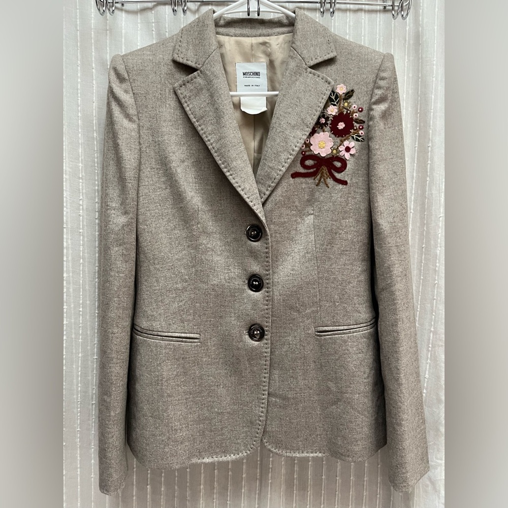 Moschino Cheap and Chic Floral Embroidered Wool Blazer Size 8
